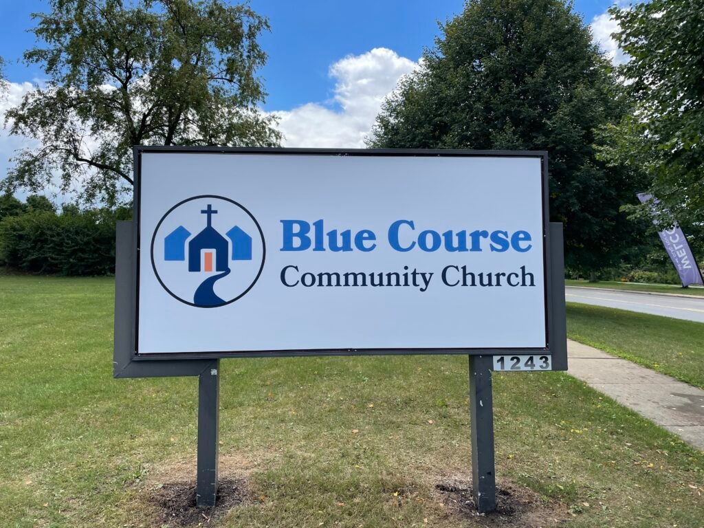 Backlit Signs, Blue Course CC